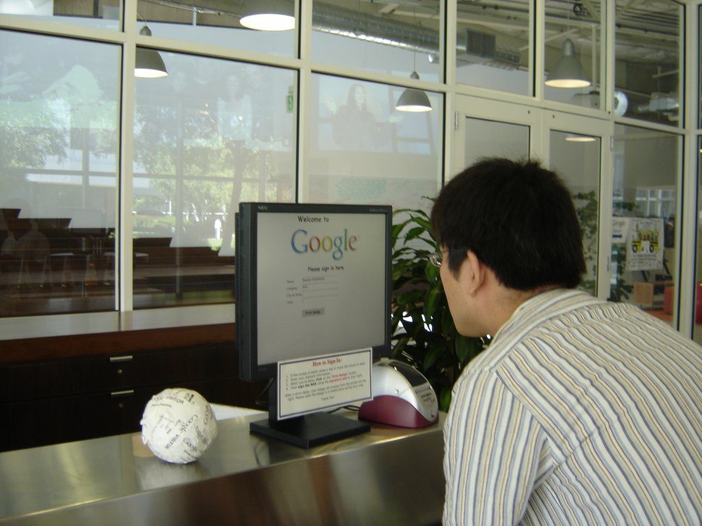 The Google sign at the entrance to the Googleplex headquarters in Mountain View, California.