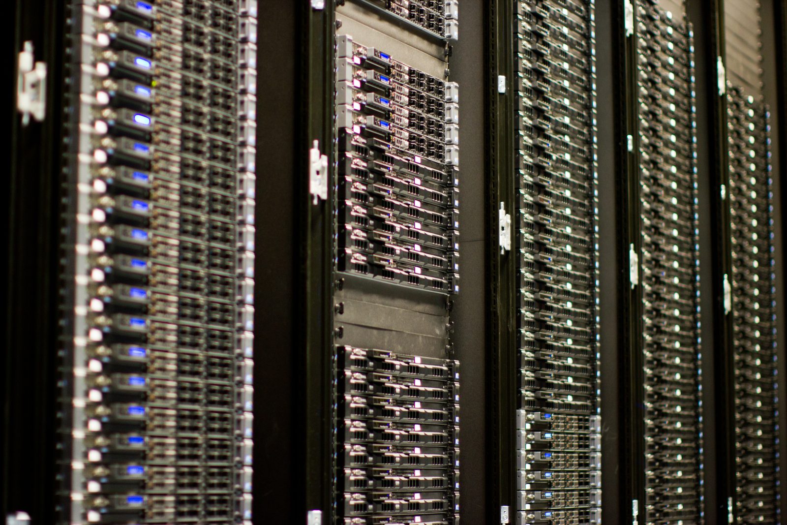 Rows of servers in a data center.