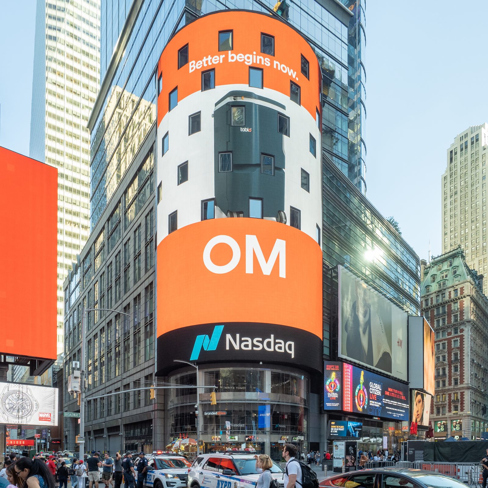 The Nasdaq MarketSite in Times Square, New York, where new public companies are listed.