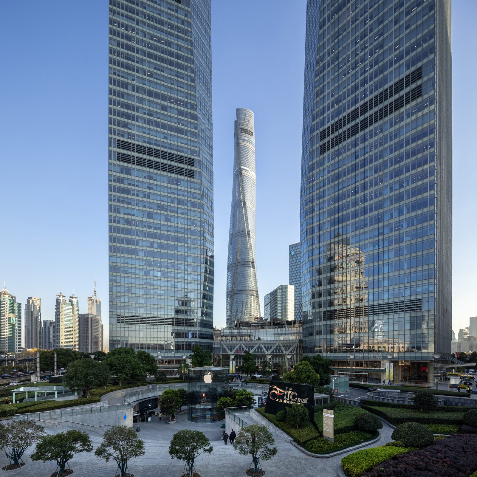 The exterior of an Apple Store in the Pudong district of Shanghai, China.