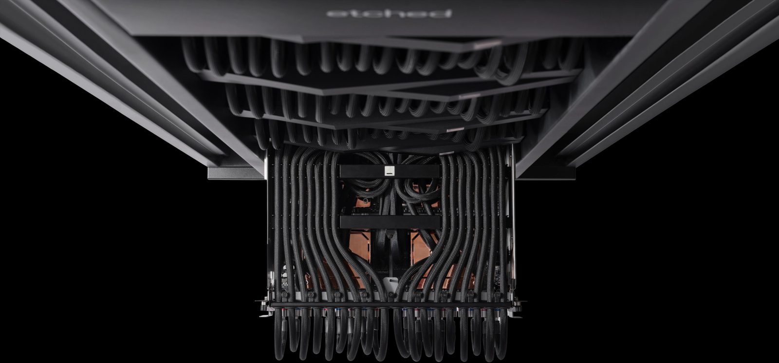 A rack of Etched's Sohu inference servers, the company's transformer-only AI chip.