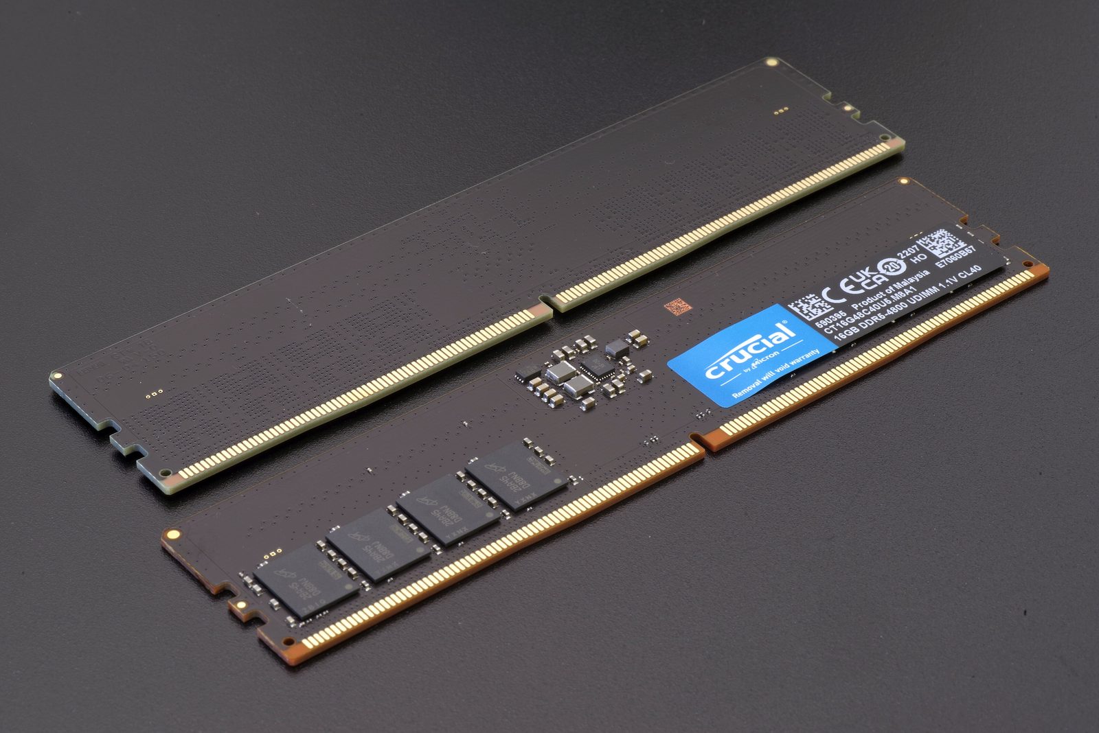 A DDR5 memory module, the kind of commodity DRAM whose supply is being squeezed by the shift to high-bandwidth memory.