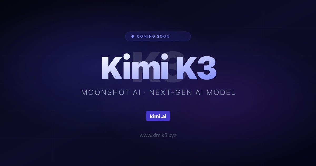 Moonshot AI's launch graphic for Kimi K3, described as open agentic intelligence.