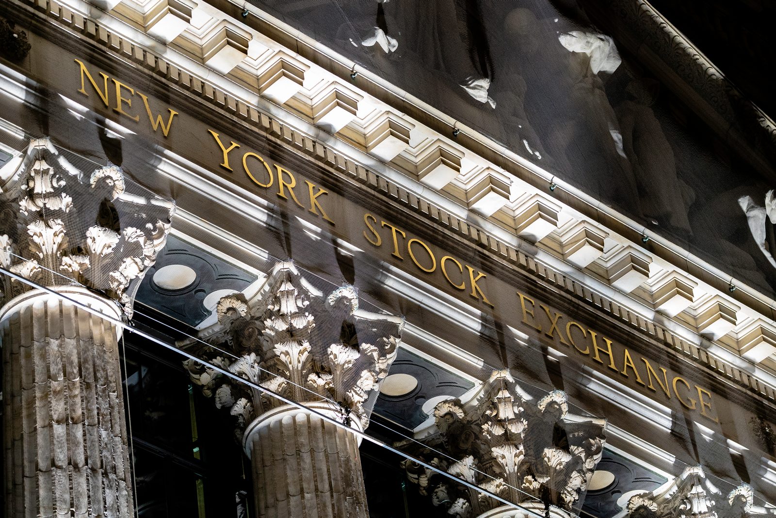 The New York Stock Exchange sign on Broad Street, Manhattan.